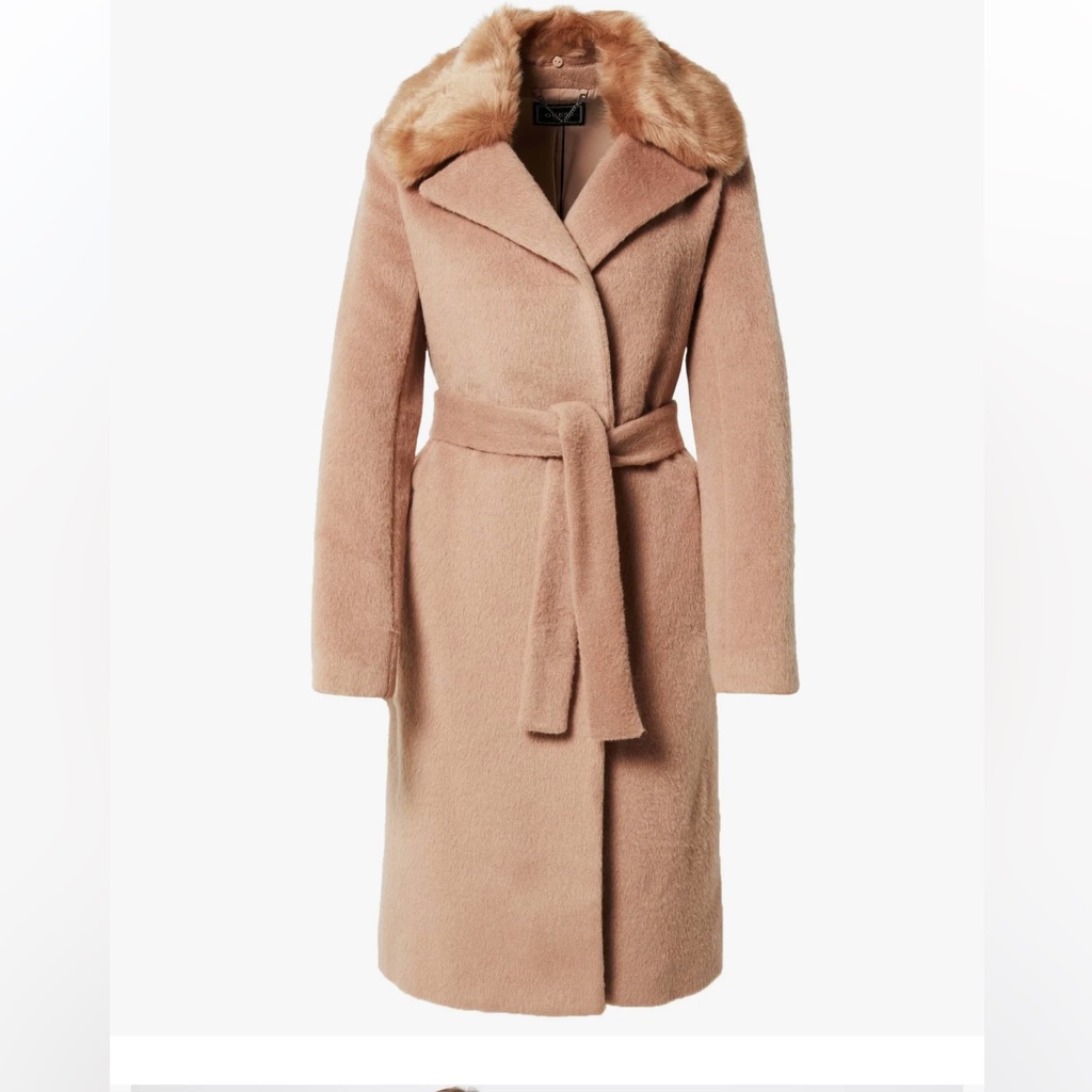 Guess Long Wool Blend Belted Coat Xs